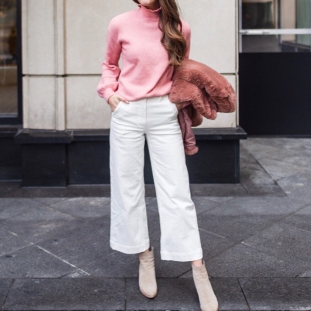Everlane Wide Leg Crop White Pants Size 0